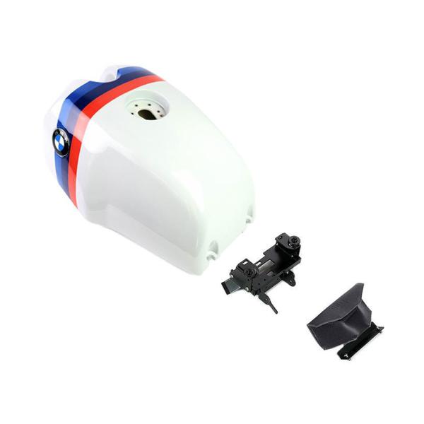 Unit Garage white Fuel Tank/black bag BMW RnineT Scrambler