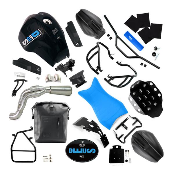 Unit Garage Deus Enduro black/blue Tank/seat/exhaust kit BMW RnineT Urban GS - High exhaust Euro5
