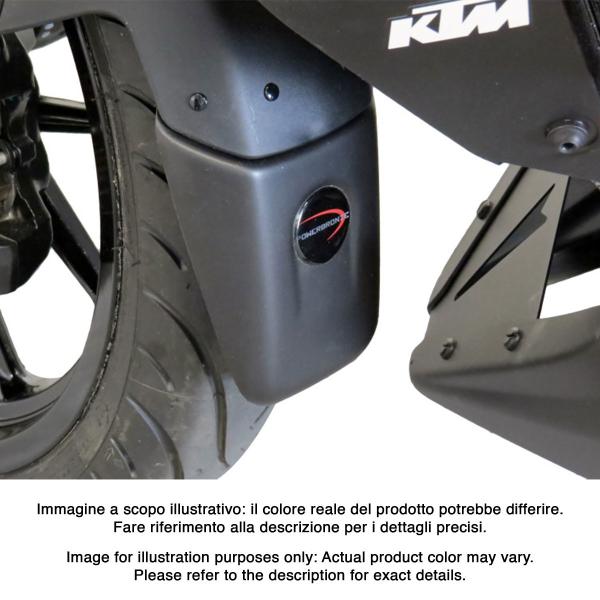 PowerBronze gloss black front mudguard extenders KTM Duke 125 2017-2023