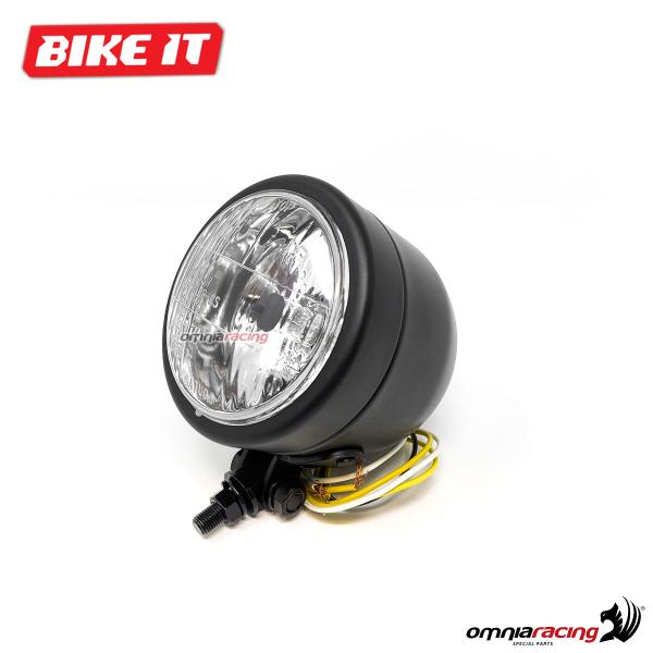 Faro anteriore Bike IT rotondo a lampada omologato universale colore nero