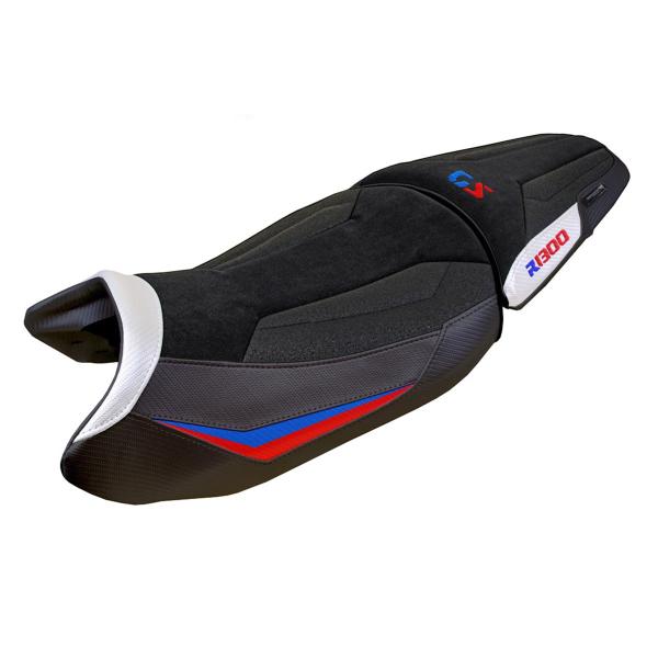 Rivestimento sella TPZ Koln Velvet Ultragrip Logo bianco-rosso-blu BMW R1300GS 2023-2025