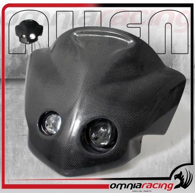 Alien mascherina anteriore in carbonio con Doppio faretti alogeno Faro per Moto Naked