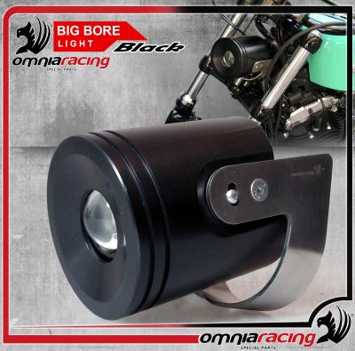 Big Bore Light Black - Faro Anteriore Nero / Faretto Alogeno con Supporto per Custom