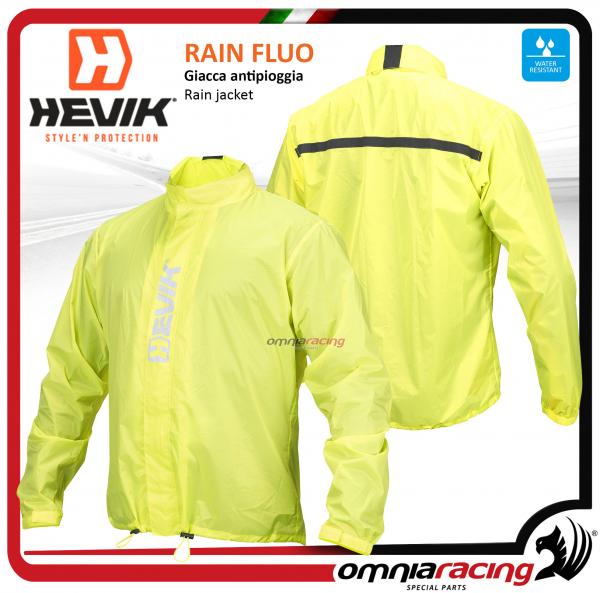 Hevik "Rain Fluo" giacca impermeabile da moto 100% antipioggia antivento ad alta visibilita'