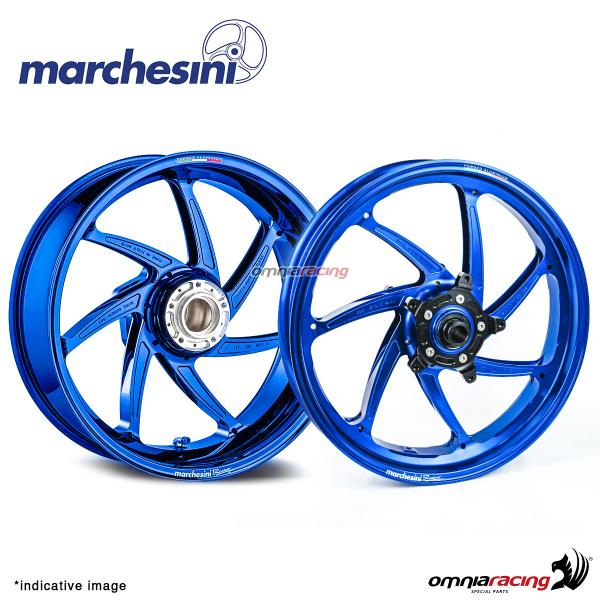 Coppia di cerchi Marchesini M7RS Genesi in alluminio blu anodizzato per Yamaha R1 2015>