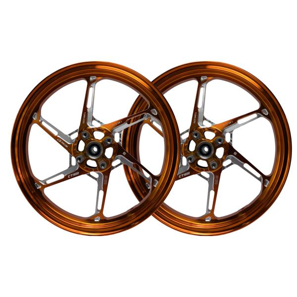 RCB CT600 wheels Honda SH350i 2021-2025 CNC Gold 2.75x16 3.50x16