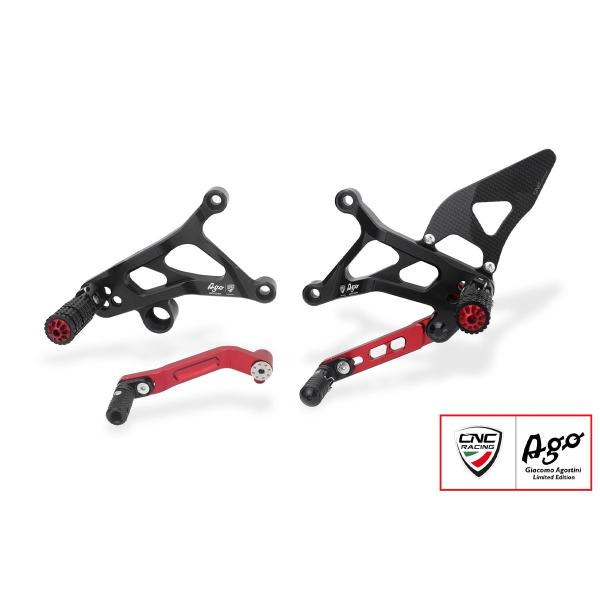 CNC Racing Black/Red Rearsets Giacomo Agostini Mv Agusta Dragster 800 2014-2017