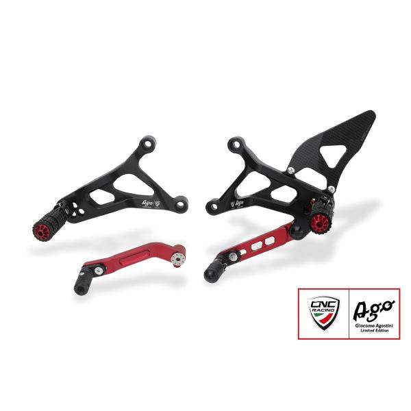 CNC Racing Black/Red Rearsets Giacomo Agostini Mv Agusta F3 800 2017-2020