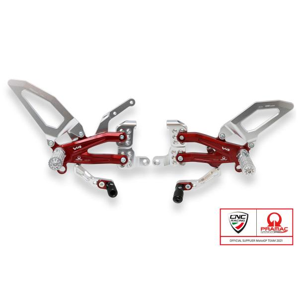 CNC Racing Silver/Red Rearsets Pramac Ducati Panigale V4R 2019-2024
