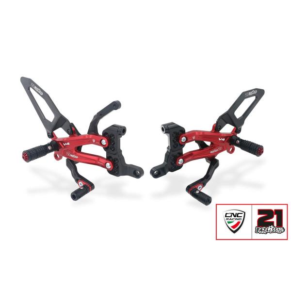 CNC Racing Red/Black Rearsets Troy Bayliss Ducati Panigale V4R 2019-2024