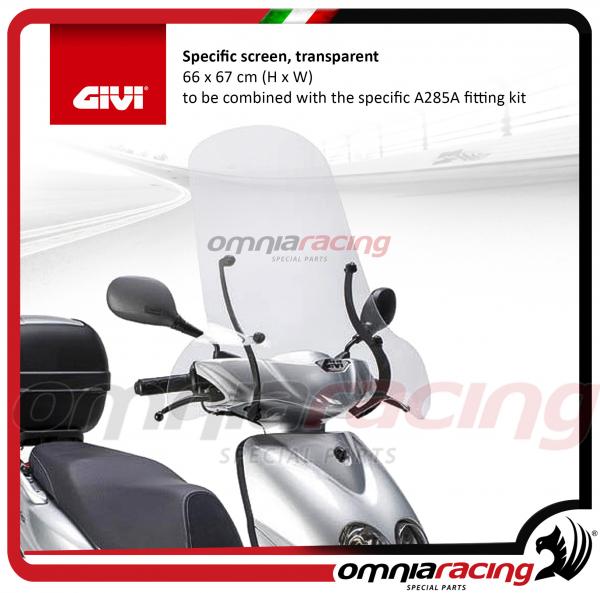 GIVI Transparent Spoiler / Wind Screen 66 x 67 cm  for Yamaha Neo's 50 08> 16