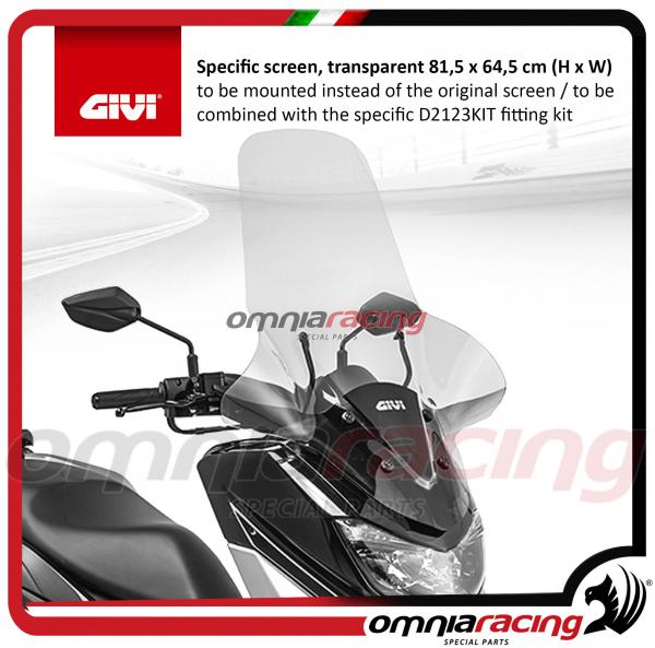 Givi Cupolino specifico trasparente 81,5 x 64,5 cm per Yamaha N-Max 125 15> 16
