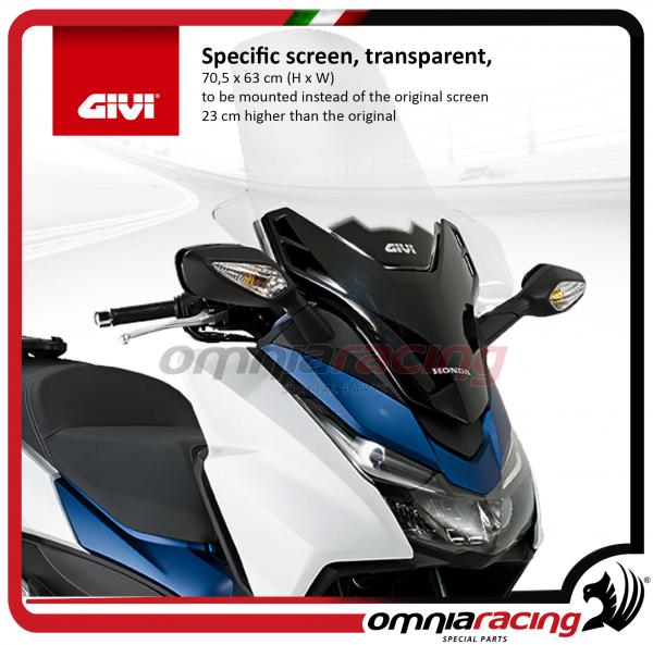 GIVI Transparent Spoiler / Wind Screen 70,5 x 63 cm Honda Forza 125 ABS 15>16
