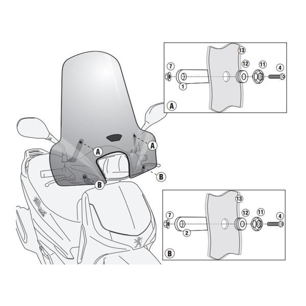 Kit fissaggio cupolino Givi Peugeot Tweet 125 2010-2022