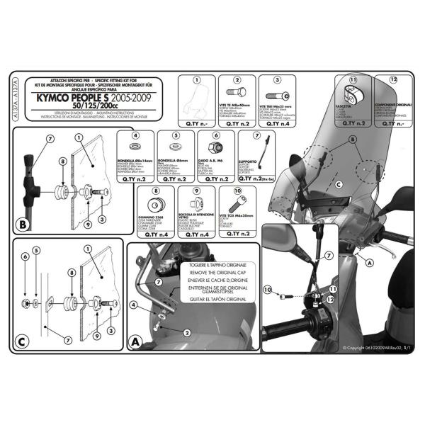 Givi windscreen fitting kit Kymco People S 50 2005-2015