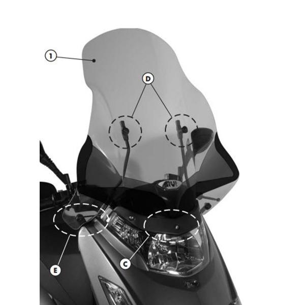 Givi windscreen fitting kit Kymco Dink 200i 2006-2016