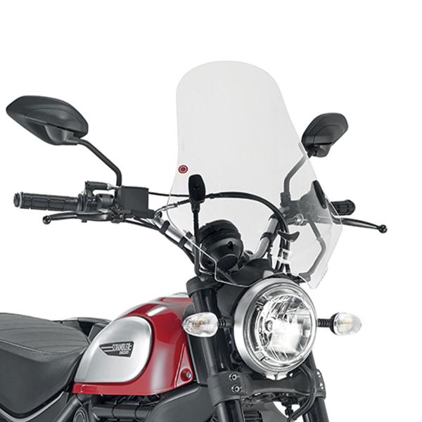 Parabrezza Kappa trasparente 48x43,5cm con attacchi specifico per Ducati Scrambler 400 2016>