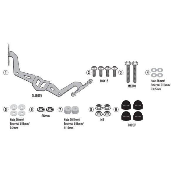 Givi windscreen fitting kit Kappa Yamaha MT03 321 2020-2022