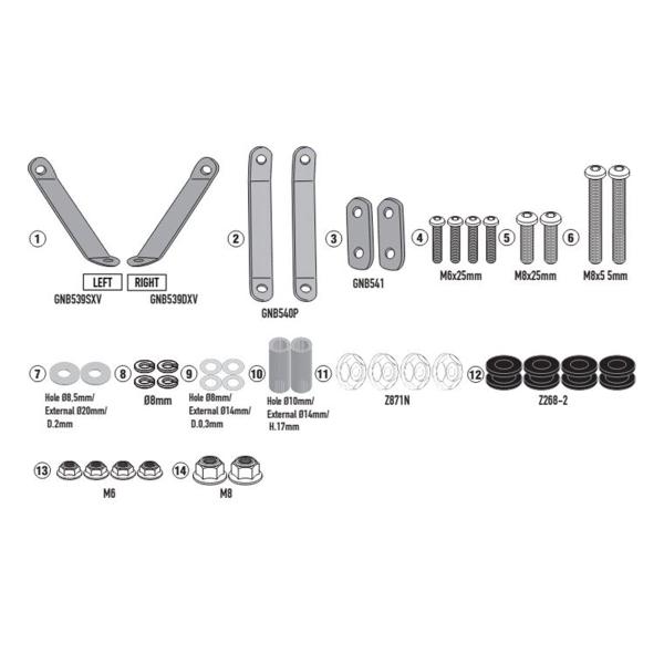 Givi windscreen fitting kit Kappa SYM Fiddle 125 Euro 5 2020