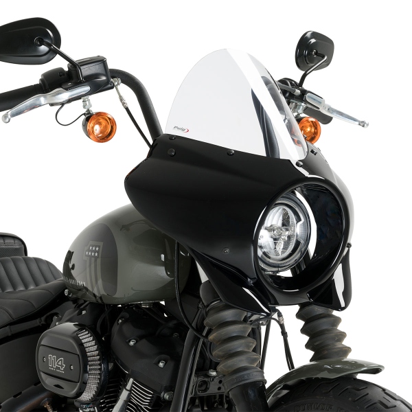 Cupolino Puig Mirage Touring nero lucido/Trasparente Harley Softail Street Bob FXBB 2021-2025