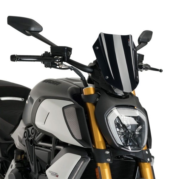 Puig Black Adjustable Sport screen Ducati Diavel 1260 2019-2025