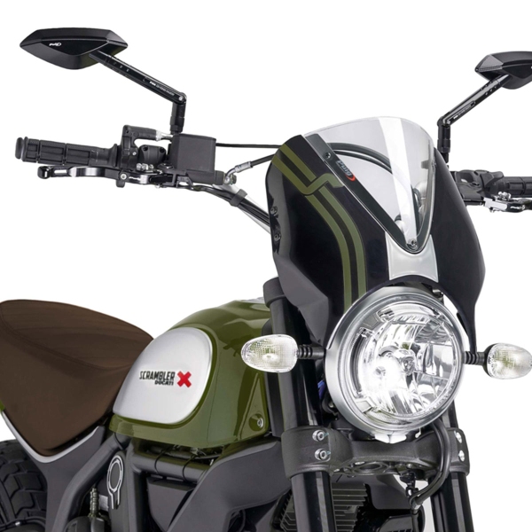 Cupolino Puig Retrovision Nose Nero Opaco/Trasparente Ducati Scrambler Classic 2015-2024