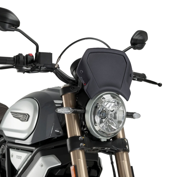 Puig Aluminium Matte Black Fly screen Ducati Scrambler Desert Sled 2017-2020