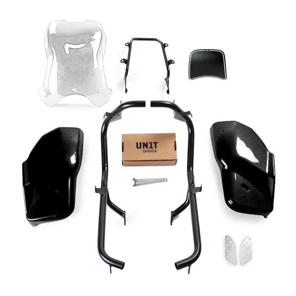 Unit Garage clear/glossy black side panel/high screen Dual Triumph Scrambler 1200 XC/XE 2021-2023