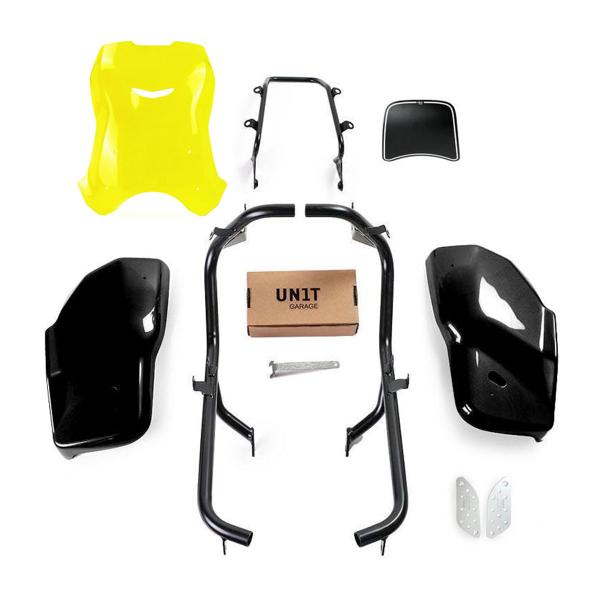 Unit Garage yellow/glossy black side panel/high screen Dual Triumph Scrambler 1200 XC/XE 2019-2020