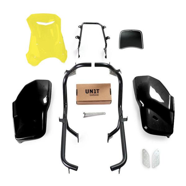 Unit Garage yellow/glossy black side panel kit/screen Dual Triumph Scrambler 1200 XC & XE 2019-2020