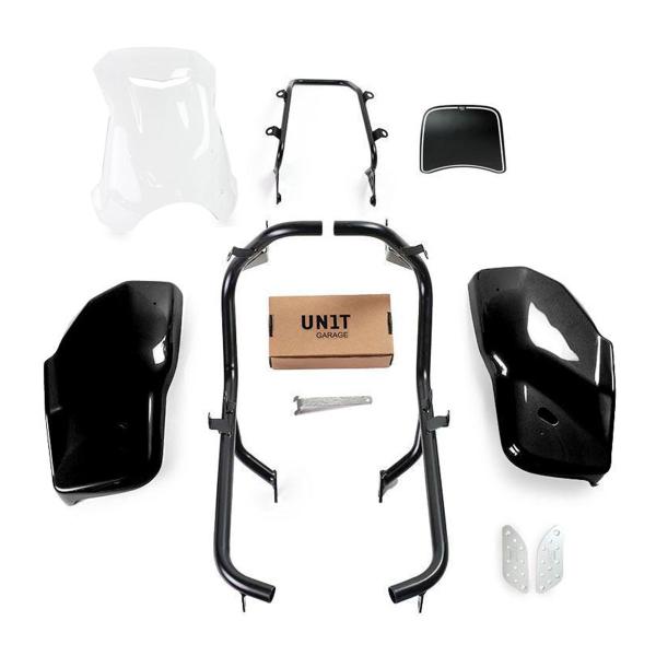 Unit Garage clear/glossy black side panel kit/screen Dual Triumph Scrambler 1200 XC/XE 2019-2020
