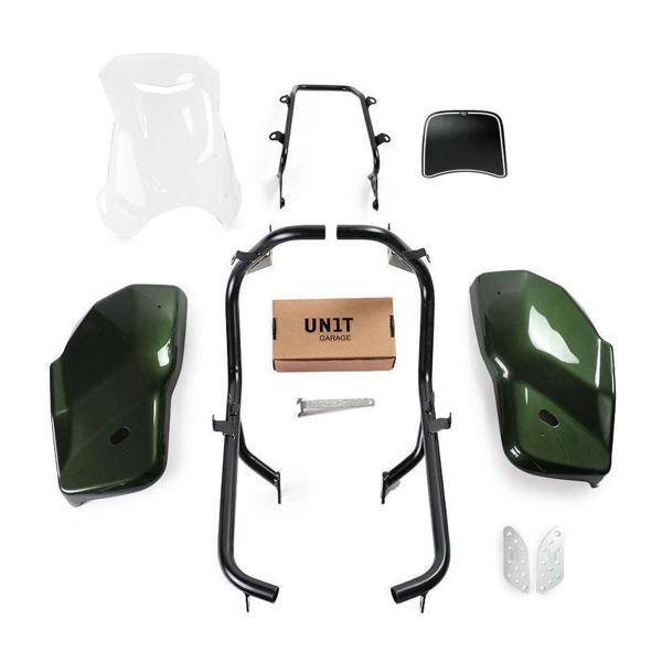 Unit Garage clear/glossy green side panel kit/screen Dual Triumph Scrambler 1200 XC/XE 2021-2023