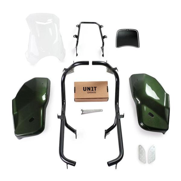 Unit Garage clear/glossy green side panel kit/screen Dual Triumph Scrambler 1200 XC/XE 2019-2020