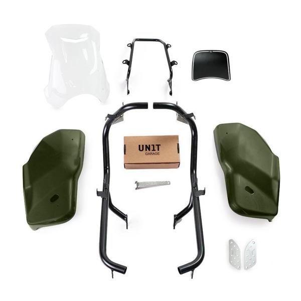 Unit Garage clear/matt green side panel kit/screen Dual Triumph Scrambler 1200 XC/XE 2021-2023
