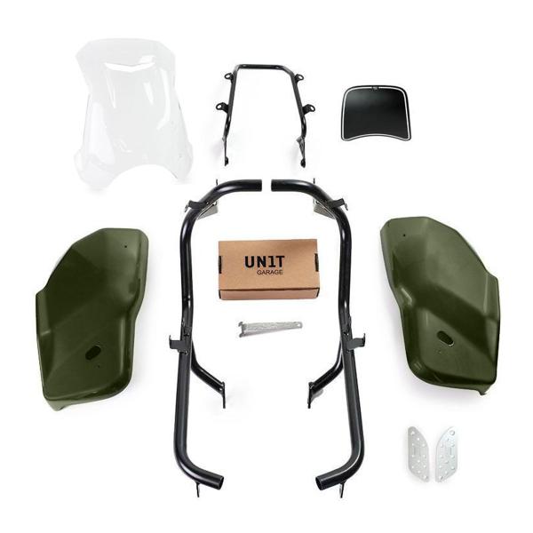 Unit Garage clear/matt green side panel kit/screen Dual Triumph Scrambler 1200 XC/XE 2019-2020