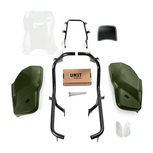 Unit Garage clear/matt green side panel kit/high screen Dual Triumph Scrambler 1200 XC/XE 2019-2020