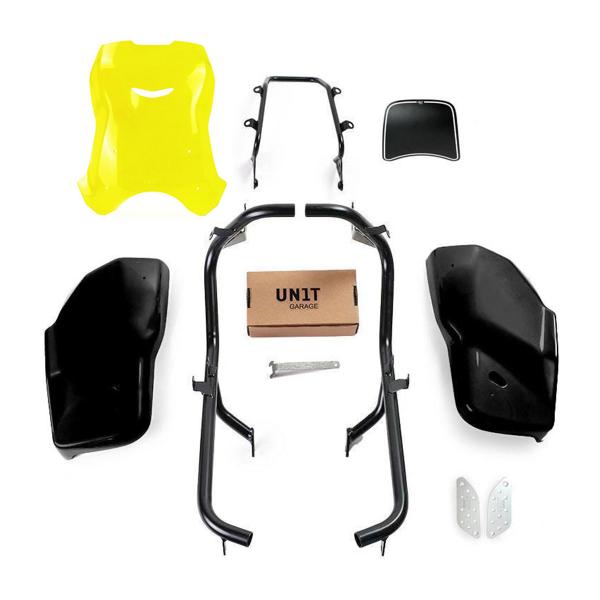 Unit Garage yellow/matt black side panel kit/high screen Dual Triumph Scrambler 1200 XC/XE 2021-2023
