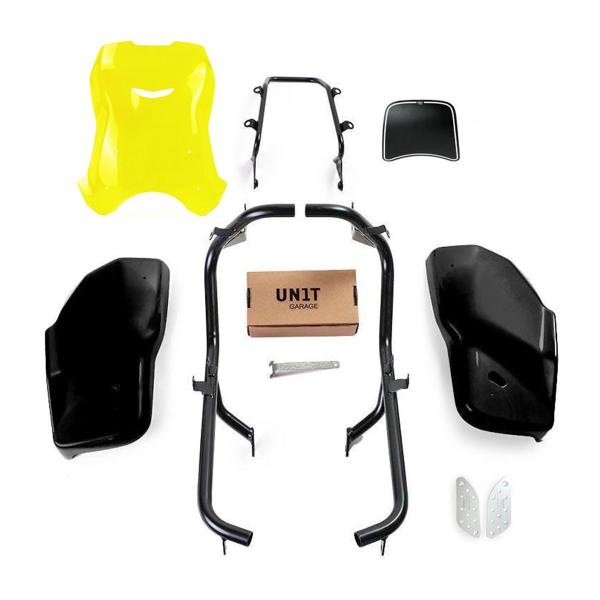 Unit Garage yellow/glossy black side panel/high screen Dual Triumph Scrambler 1200 XC/XE 2021-2023