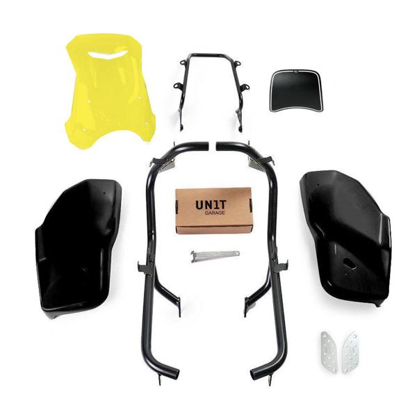Unit Garage yellow/matt black side panel kit/screen Dual Triumph Scrambler 1200 XC & XE 2019-2020