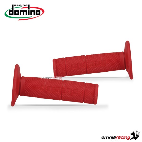 Coppia di manopole Domino 1150 Cross/Enduro in gomma termoplastica colore Rosso