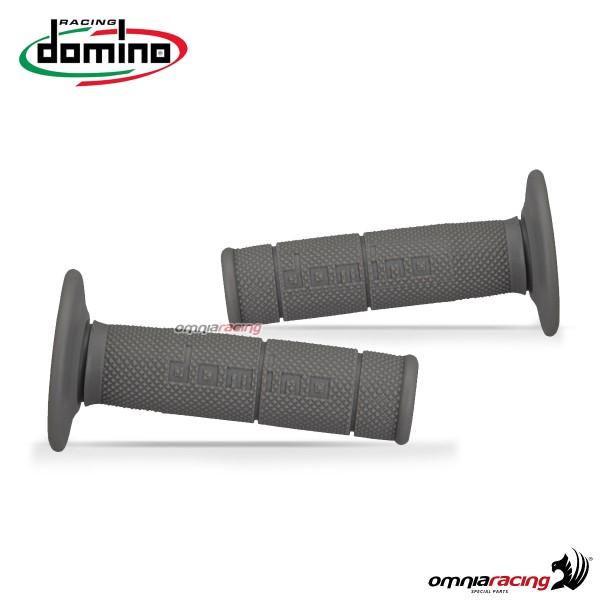 Coppia di manopole Domino 1150 Cross/Enduro in gomma termoplastica colore Grigio
