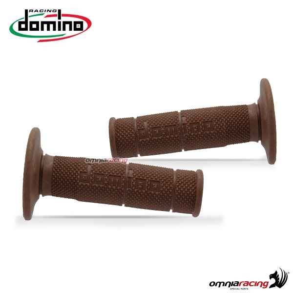 Coppia di manopole Domino 1150 Cross/Enduro in gomma termoplastica colore Marrone