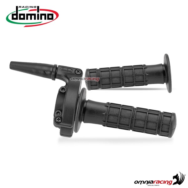 Comando gas Domino in alluminio Endcross con manopole colore Nero