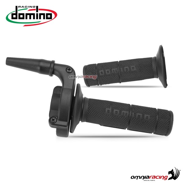 Comando gas Domino in alluminio Cross con manopole colore Nero