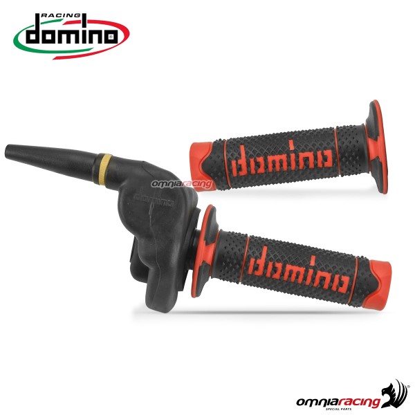 Domino aluminum throttle control HR Cross with grips Black/Red color
