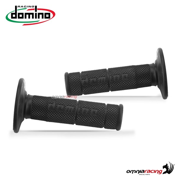 Pair of grips Domino 6131 Cross/Enduro in thermoplastic rubber Black color