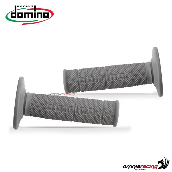 Coppia di manopole Domino 6131 Cross/Enduro in gomma termoplastica colore Grigio