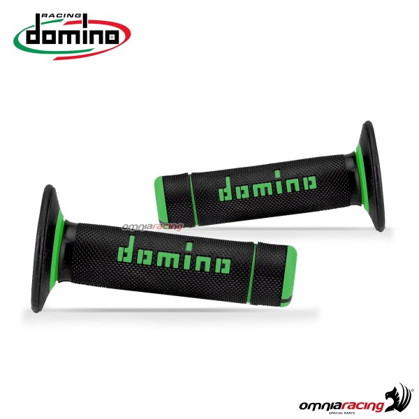 Coppia di manopole Domino A020 Off-Road in gomma termoplastica bicomponente colore Nero/Verde