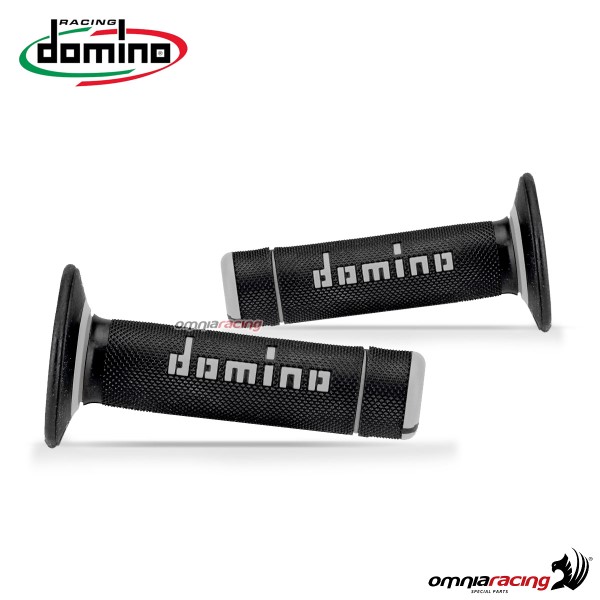 Coppia di manopole Domino A020 Off-Road in gomma termoplastica bicomponente colore Nero/Grigio