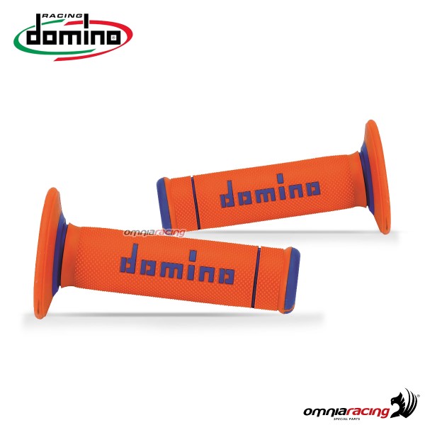 Coppia di manopole Domino A190 X-Treme in gomma termoplastica bicomponente colore Arancio/Blu
